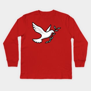 Dove with Olive Branch Kids Long Sleeve T-Shirt